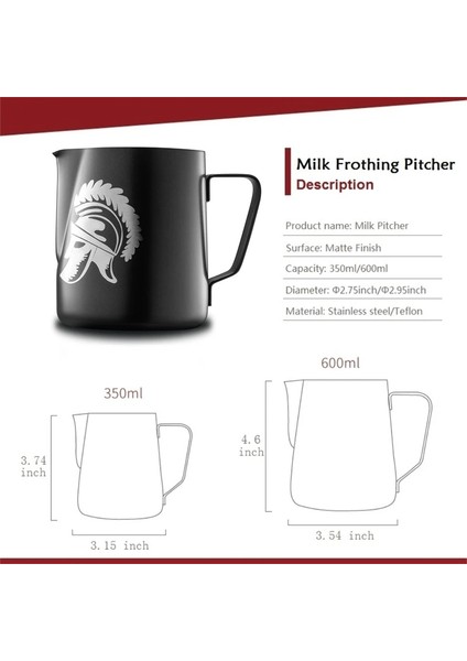 Mat Siyah 20OZ 600ML Yapışmaz Kaplama Paslanmaz Çelik Espresso Buharda Pişirme Süt Köpürtme Sürahi Kahve Barista Craft Latte Cappuccino Krem Köpüğü Sürahi (Yurt Dışından) modelleri