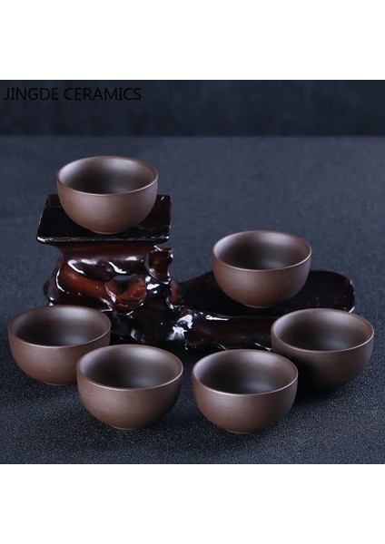 I-6 Adet 6 Adet Çin El Yapımı Mor Kil Çay Bardağı Seyahat Pu'er Çay Fincanı Zisha Çay Seti Su Bardağı Ev Drinkware Çay Aksesuarları (Yurt Dışından) modelleri