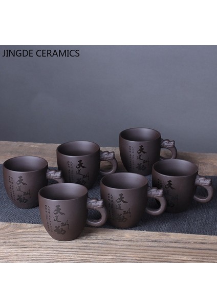 I-6 Adet 6 Adet Çin El Yapımı Mor Kil Çay Bardağı Seyahat Pu'er Çay Fincanı Zisha Çay Seti Su Bardağı Ev Drinkware Çay Aksesuarları (Yurt Dışından) indirimleri