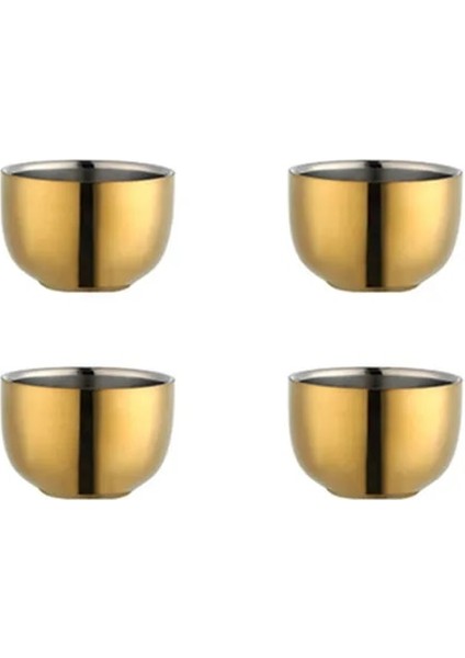 Altın 4 Adet 4/8 Adet Çay Bardağı Paslanmaz Çelik Çay Bardağı Setleri Tepsi ve Çıkarılabilir Tutucu ile Altın Kupa Çift Katmanlı Anti-Haşlanma Bardak Teaware (Yurt Dışından)