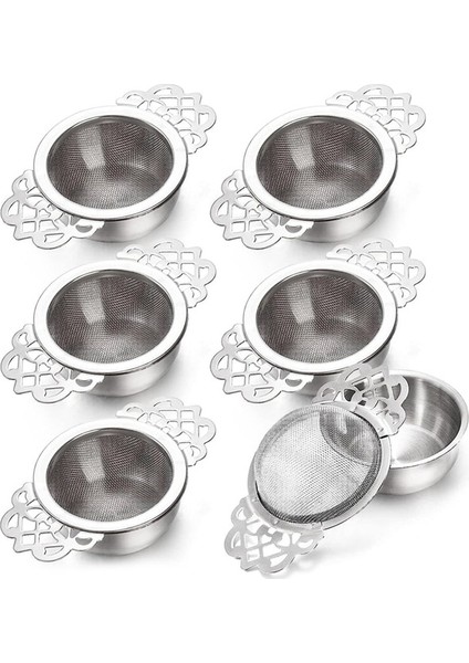 Damlama Kaseli Gümüş 6 Paket Çay Süzgeçleri, Gevşek Yaprak Çay Için 2,5 Inç Çay Filtreleri, Saplı Paslanmaz Çelik Hasır Çay Demlik (Yurt Dışından)