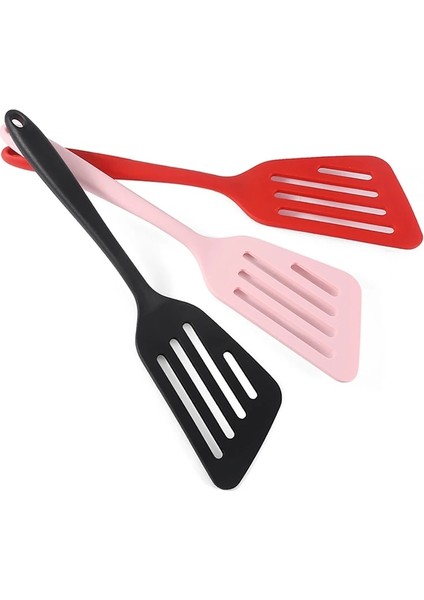 Pembe Silikon Pişirme Spatula Mutfak Pişirme Turner Oluklu Pişirme Gereçler Spatula Yumurta Balık Kızartma Tavası Kepçe Kızarmış Kürek Spatula (Yurt Dışından) fırsatları