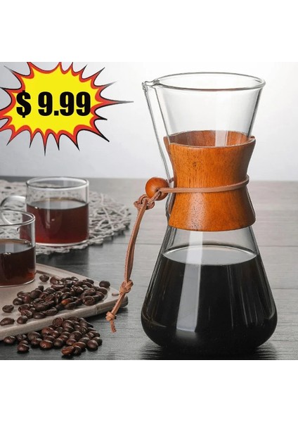 Küçük Kahve Botter 400ML 600ML 800ML Dayanıklı Cam Kahve Makinesi Cezve Espresso Kahve Makinesi Paslanmaz Çelik Filtre ile Damlama Kabı Üzerine Dökün (Yurt Dışından)