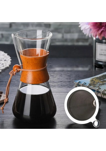 Küçük Kahve Botter 400ML 600ML 800ML Dayanıklı Cam Kahve Makinesi Cezve Espresso Kahve Makinesi Paslanmaz Çelik Filtre ile Damlama Kabı Üzerine Dökün (Yurt Dışından)