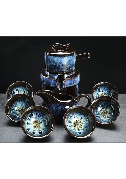 08 8 Adet Set Yarı Otomatik Çay Takımları Çin Seramik Mor Kil Çay Seti Çay Bardağı Kung Fu Çaydanlık Seti (Yurt Dışından)