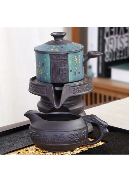 08 8 Adet Set Yarı Otomatik Çay Takımları Çin Seramik Mor Kil Çay Seti Çay Bardağı Kung Fu Çaydanlık Seti (Yurt Dışından) indirimleri