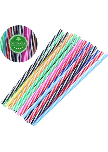 Gösterildiği Gibi Ounona 25 Adet Iki Renk Dişli Şeffaf Olmayan Yeniden Kullanılabilir Plastik Kalın Içme Pipetleri Mason Kavanoz Pipetler Parti Veya Ev Kullanımı Için (Yurt Dışından)