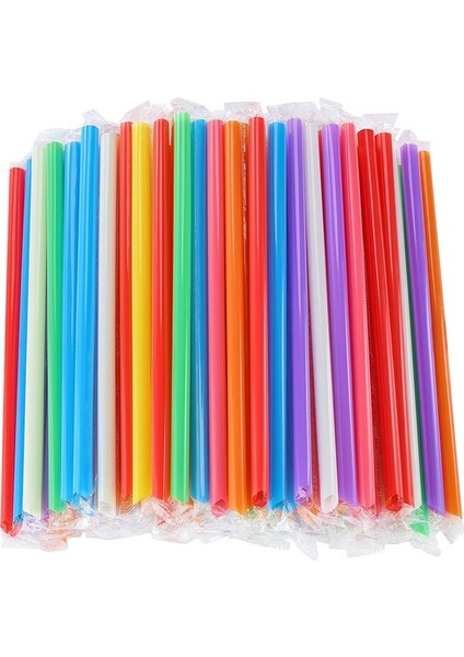 Çok Renkli 100 Parçalı Plastik Pipet Tek Kullanımlık Smoothie Pipetler Inci Sütlü Çay Içecekleri Için Uygundur (Yurt Dışından)