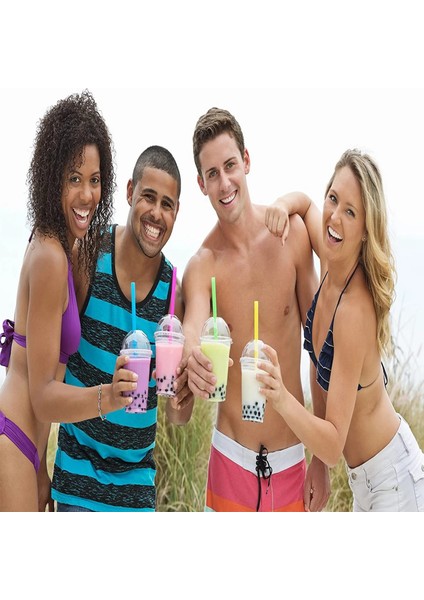 Çok Renkli 100 Parçalı Plastik Pipet Tek Kullanımlık Smoothie Pipetler Inci Sütlü Çay Içecekleri Için Uygundur (Yurt Dışından)