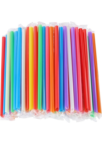 Çok Renkli 100 Parçalı Plastik Pipet Tek Kullanımlık Smoothie Pipetler Inci Sütlü Çay Içecekleri Için Uygundur (Yurt Dışından)