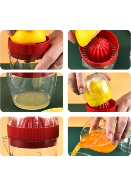 Kırmızı Çok Fonksiyonlu Ev Manuel Meyve Sıkacağı Mutfak Gadget Dereceli Bardak Sıkacağı ile Portakal Limon Sıkacağı (Yurt Dışından) modelleri