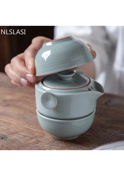 Saklama Çantası ile Çin Seramik Çay Seti Taşınabilir Çaydanlık Seti Süzgeç Çay Fincanı Araba Açık Seyahat Teaware Ev Drinkware Çay Töreni Malzemeleri (Yurt Dışından) indirimleri