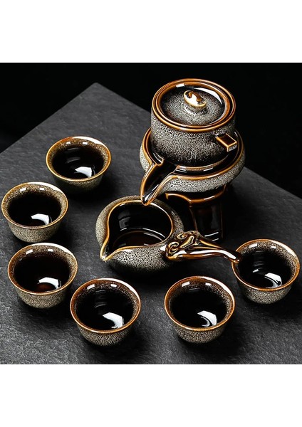 8 Parça Çay Fincanı 8 Parça Kung Fu Çay Seti Çin Çay Seti High-End Otomatik Çay Seti Kemik Çini Çaydanlık ve Çay Bardağı Seti 6 Kişilik Seyahat Çay Seti (Yurt Dışından)