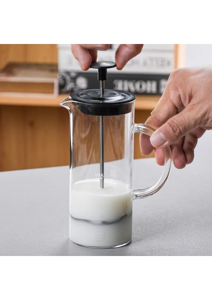 480ML Manuel Süt Köpürtücü Cam Süt Köpürtücü Cezve Cam Örgü Fransız Basın Kahve Makinesi Köpürtücü Sürahi Karıştırıcı Krema Mutfak Gereçleri (Yurt Dışından) fırsatları