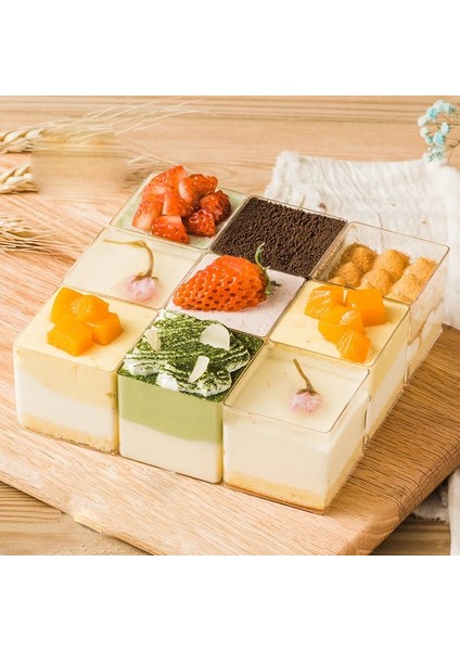 60 Ml-Kare 20 Adet 10 Adet Plastik Köpük Bardak Kare Şeffaf Tatlı Jöle Yoğurt Bardak Kek Fincan Doğum Günü Düğün Parti Malzemeleri Için (Yurt Dışından)