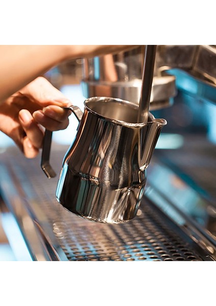BLACK-350ML 350/550/750ML Süt Köpürtme Sürahi Paslanmaz Çelik Profesyonel Süt Köpürtücü Sürahiler Barista Espresso Buhar Bardağı Uzun Yuvarlak Borulu (Yurt Dışından) fırsatları