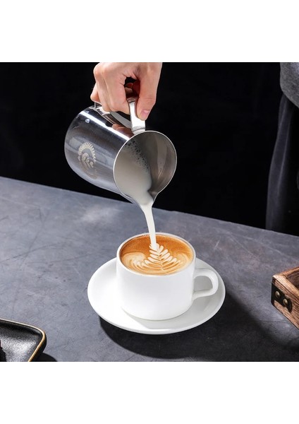 Parlak Siyah 600ML 450ML/600ML Kahve Süt Köpüğü Fincan Kahve Çekme Çiçek Espresso Vapur Süt Tenceresi Paslanmaz Çelik Çekme Çiçek Tankı Kahve Cappuccino (Yurt Dışından)