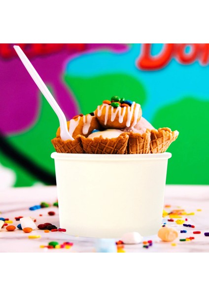 Soluk Pembe 50 Takım Dondurma Kağıt Bardak Kek Kapları Kapaklı Tek Kullanımlık Tatlı Bardak Kase Yoğurt Kaseler Sundae Treat (Yurt Dışından)