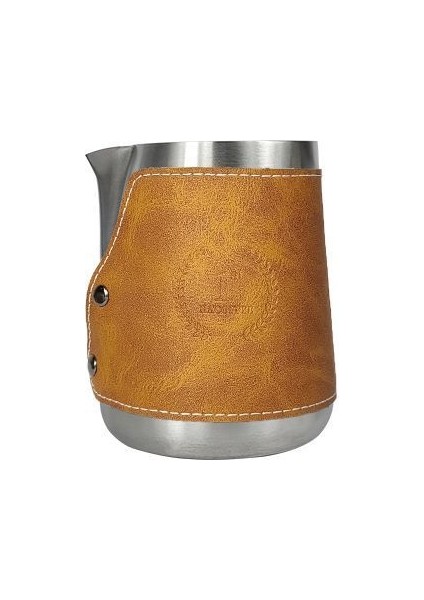 Gümüş 450ML 450ML Kahve Latte Bardağı 304 Paslanmaz Çelik Süt Tankı Sivri Ağız Kalınlaşmış Süt Köpüğü Bardak Deri Kılıf Kahve Fincanı Barista Aracı (Yurt Dışından)