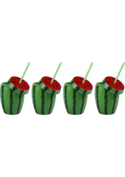 Yeşil 4 Adet Karpuz Cam Çocuk Bardak Kapakları Parti Iyilik Plastik Sippy Süslemeleri Hawaii Pipetler Seyahat (Yurt Dışından) fiyatları