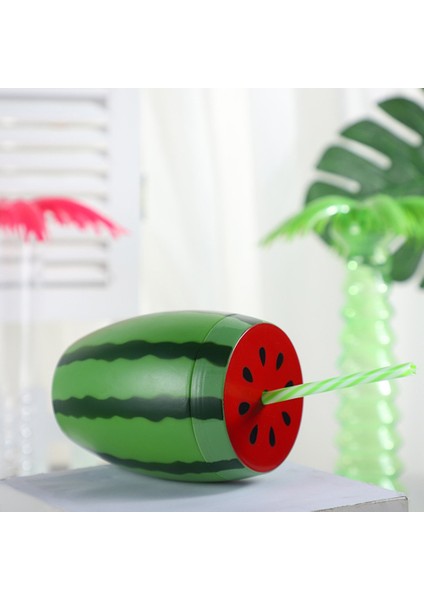 Yeşil 4 Adet Karpuz Cam Çocuk Bardak Kapakları Parti Iyilik Plastik Sippy Süslemeleri Hawaii Pipetler Seyahat (Yurt Dışından) fırsatları
