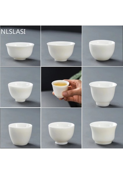 C-40 ml Dehua Beyaz Porselen Çay Fincanı Çin El Yapımı Seramik Çay Seti Çay Fincanı Ana Fincan Çay Kase Drinkware Taşınabilir Kişisel Tek Fincan (Yurt Dışından)