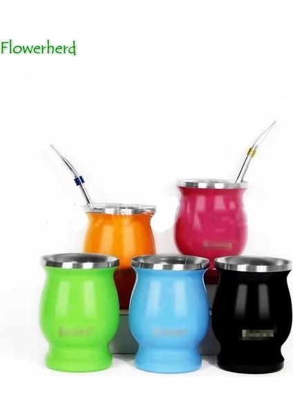 Yeşil 8 Oz Yerba Mate Çay Bardağı Çift Duvarlı Doğal Kabak Drinkware Teaware Arjantin Kabak Şeklinde Kolay Temizlenebilir Paslanmaz Çelik (Yurt Dışından)