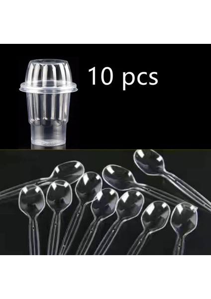 10 Adet Tek Kullanımlık Plastik Dondurma Boba Bardak Parti Için Tek Kullanımlık Kapaklı Verrines Cam Tatlı Verrine Kadeh Vazo Yer Mantarı (Yurt Dışından)