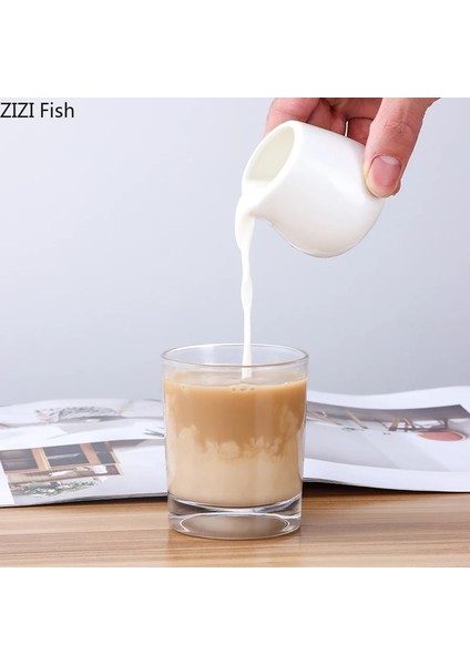 B--50ML Yaratıcı Seramik Süt Sürahisi Kahve Latte Süt Köpürtücü Barista Çekme Çiçek Yoğunlaştırılmış Süt Kutusu Ev Düz Renk Kahve Aksesuarları (Yurt Dışından)