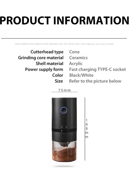 Fincan B Tipi Taşınabilir Elektrikli Kahve Fincanı Kahve Değirmeni USB Şarj Meslek Taşlama Çekirdek Kahve Çekirdekleri Değirmeni Ev Mutfak Gereçleri (Yurt Dışından) indirimleri