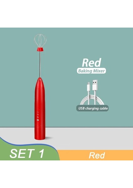 Kırmızı 1 El Elektrikli Süt Köpürtücü Çırpma Yumurta Çırpıcı USB Şarj Edilebilir Milkshake Blender Köpürtücü Kahve Blender Mutfak Gıda Blender (Yurt Dışından)