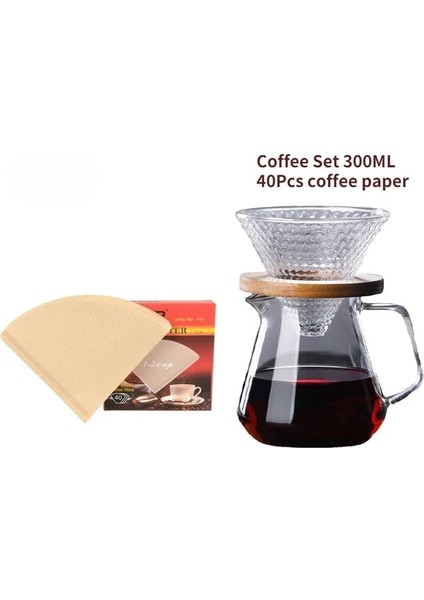 300ML02 Çilek Cezve Tarzı V60 Set Ahşap 700ML/500ML Kahve Damlatıcı ve Kahve Filtresi Için Pot Seti Yeniden Kullanılabilir Kahve Filtreleri (Yurt Dışından)