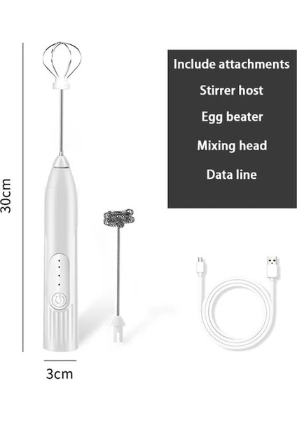 Beyaz-02 Elektrikli Süt Köpürtücü Çırpma Yumurta Çırpıcı El Blender Mini Kahve Makinesi Cappuccino Krema Için Çırpma Mikser Köpürtücü (Yurt Dışından)