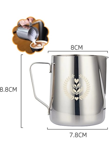 B 350ML Paslanmaz Çelik Süt Sürahileri Ölçekli Köpürtme Sürahisi Kahve Kupaları Coffeeware Pot Süt Köpürtücü Espresso Kahve Köpürtme Sürahisi (Yurt Dışından)