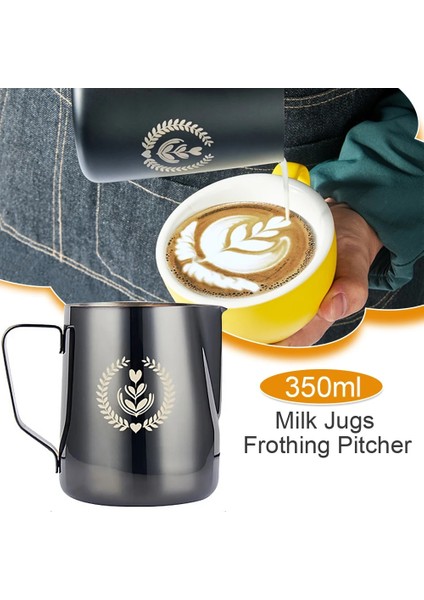 B 350ML Paslanmaz Çelik Süt Sürahileri Ölçekli Köpürtme Sürahisi Kahve Kupaları Coffeeware Pot Süt Köpürtücü Espresso Kahve Köpürtme Sürahisi (Yurt Dışından) fiyatları