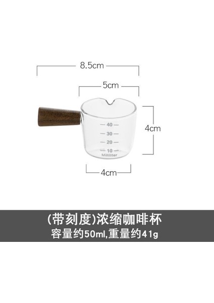 50ML Espresso Ölçüm Kabı Ölçekli Süt Sürahisi Ahşap Saplı 50ML 100ML 150ML Espresso Ağızlıkları Cam Barista Kahve Aksesuarları (Yurt Dışından)