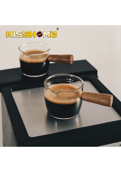 50ML Espresso Ölçüm Kabı Ölçekli Süt Sürahisi Ahşap Saplı 50ML 100ML 150ML Espresso Ağızlıkları Cam Barista Kahve Aksesuarları (Yurt Dışından) fiyatları