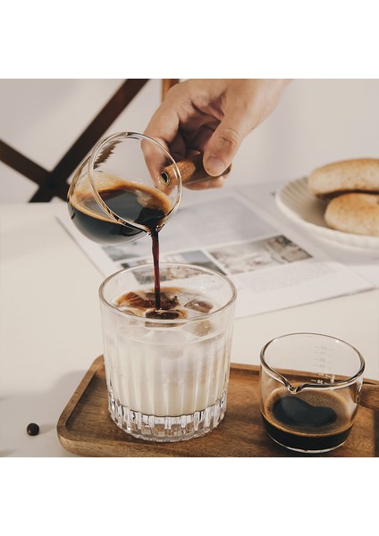 50ML Espresso Ölçüm Kabı Ölçekli Süt Sürahisi Ahşap Saplı 50ML 100ML 150ML Espresso Ağızlıkları Cam Barista Kahve Aksesuarları (Yurt Dışından) fırsatları