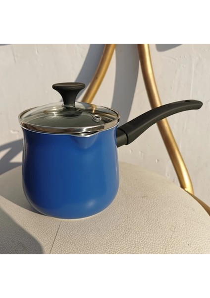 830ML Mavi Kapaklı 680ML/800ML Türk Cezvesi Gaz Sobası Isıtma Süt Tenceresi Tıbbi Taş Kaplama Gıda Takviyesi Pot Küçük Cezve (Yurt Dışından)