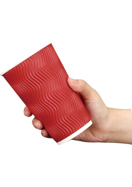 10 Oz Kırmızı 50 Adet 50 Adet/paket Tek Kullanımlık Kahve Fincanları Kalınlaşmış Anti-Haşlanma Oluklu Kağıt Bardaklar Süt Çay Sıcak Içecek Bardakları (Yurt Dışından)