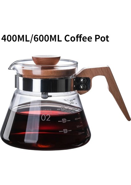 600ML Cezve Kahve Makinesi 400ML/600ML Ahşap El Damla Cezve Damlatıcı Cam Aralığı Kahve Sunucu Tencere Cam Su Isıtıcısı Brewer Temizle Üzerine Dökün (Yurt Dışından)