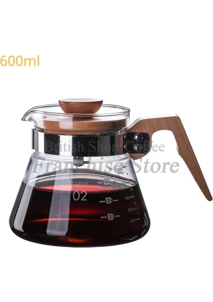 600ML Cezve Kahve Makinesi 400ML/600ML Ahşap El Damla Cezve Damlatıcı Cam Aralığı Kahve Sunucu Tencere Cam Su Isıtıcısı Brewer Temizle Üzerine Dökün (Yurt Dışından)