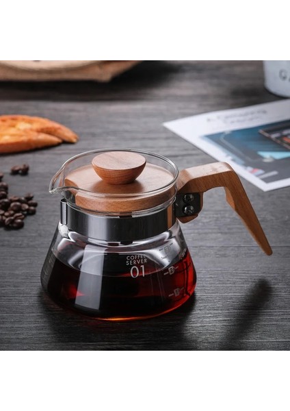 600ML Cezve Kahve Makinesi 400ML/600ML Ahşap El Damla Cezve Damlatıcı Cam Aralığı Kahve Sunucu Tencere Cam Su Isıtıcısı Brewer Temizle Üzerine Dökün (Yurt Dışından)