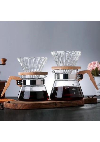 600ML Cezve Kahve Makinesi 400ML/600ML Ahşap El Damla Cezve Damlatıcı Cam Aralığı Kahve Sunucu Tencere Cam Su Isıtıcısı Brewer Temizle Üzerine Dökün (Yurt Dışından)