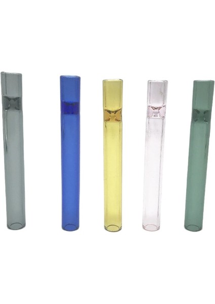 B Rastgele Renk 5 Adet Cam Tüp Koruyucu Kılıflı Su Içme Pipeti (Yurt Dışından)