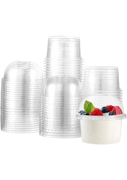 Şeffaf 50 Adet Tek Kullanımlık Bardak Şeffaf Kupalar Tatlı Kapları Şeffaf Pp Salata Bardakları Plastik Bardak Temizle Salata Bardakları Bardak Kapakları (Yurt Dışından)