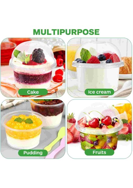 Şeffaf 50 Adet Tek Kullanımlık Bardak Şeffaf Kupalar Tatlı Kapları Şeffaf Pp Salata Bardakları Plastik Bardak Temizle Salata Bardakları Bardak Kapakları (Yurt Dışından)