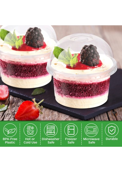 Şeffaf 50 Adet Tek Kullanımlık Bardak Şeffaf Kupalar Tatlı Kapları Şeffaf Pp Salata Bardakları Plastik Bardak Temizle Salata Bardakları Bardak Kapakları (Yurt Dışından)