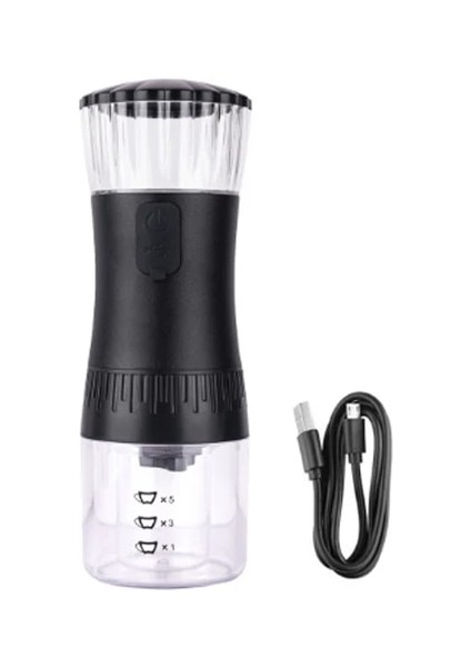 Balck Taşınabilir Elektrikli Kahve Öğütme Makinesi Ayarlanabilir Kahve Değirmeni Paslanmaz Çelik USB Şarj Baharat Tahıl Biber Kahve Değirmeni (Yurt Dışından)