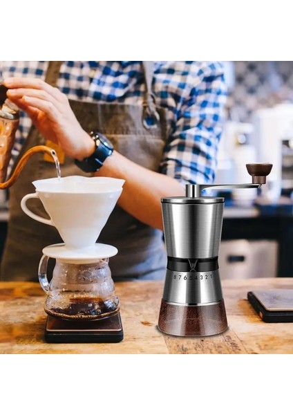 6 Vites Ayarlanabilir Manuel Kahve Değirmeni Ayarlanabilir Kalınlık Kahve Çekirdeği Öğütücü Paslanmaz Çelik Cafe ve Ev Için Taşınabilir Taşlama Çekirdek (Yurt Dışından) fırsatları